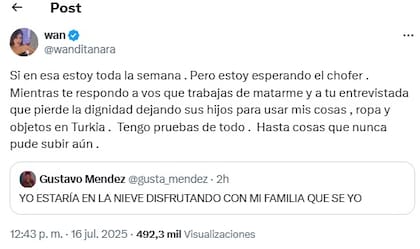 Tras la chicana del periodista a Wanda por contestar críticas en medio de sus vacaciones, la mediática no resistió y apuntó contra La China Suárez