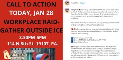 Tras la redada, el movimiento Nuevo Santuario de Filadelfia convocó a una protesta