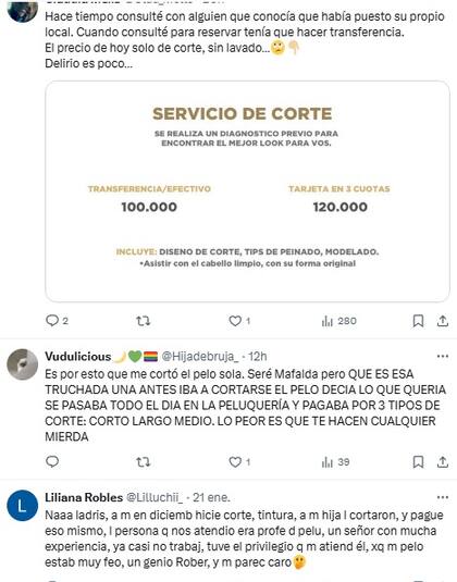 Tras la viralización de su caso, algunas mujeres comentaron que hay peluquerías que cobran más que eso por un corte