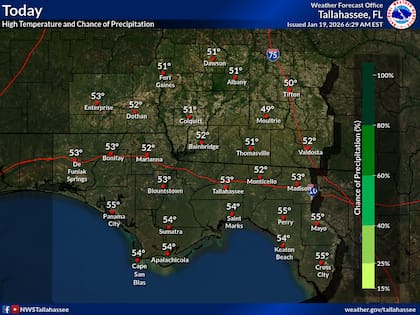 Tras las precipitaciones del domingo, para este lunes, las máximas se sitúan entre 49°F y 55°F (9°C y 12°C)