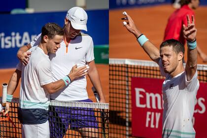 Tras vencerlo, Schwartzman saluda al serbio Kecmanovic, que tiene momentáneamente por entrenador a David Nalbandian.