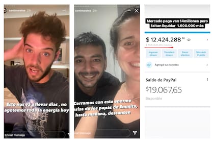 Tres de las historias que Santi Maratea sumó a su cuenta de Instagram durante el jueves y viernes santo