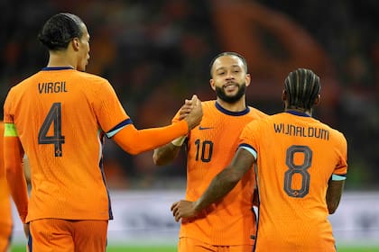 Tres puntales del equipo neerlandés que debutará contra Polonia por la Eurocopa: Virgil Van Dijk, Memphis Depay y Georginio Wijnaldum.