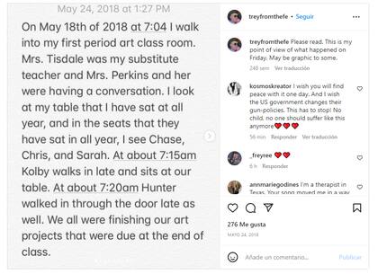 Trey Louis compartió en su cuenta de Instagram cómo logró sobrevivir al tiroteo