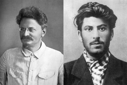 Trostky a la izquierda y Stalin a la derecha