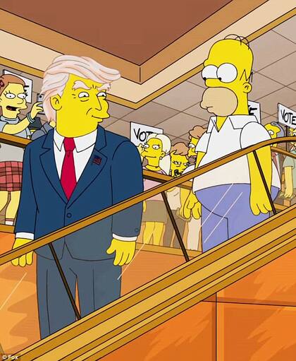 Trump animado junto a Homer Simpson