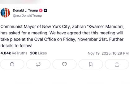 Trump anunció su reunión con Mamdani en Washington