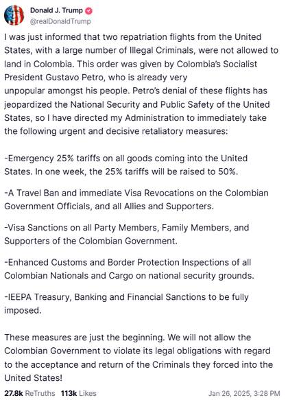 Trump aseguró que las medidas implementadas son solo el comienzo