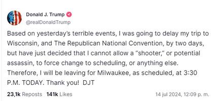 Trump confirmó su asistencia a la Convención Republicana luego de su ataque