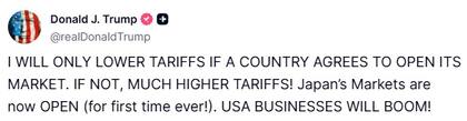 Trump festejó el acuerdo comercial con Japón