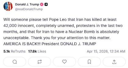 Trump volvió a disparar en redes sociales contra el papa León