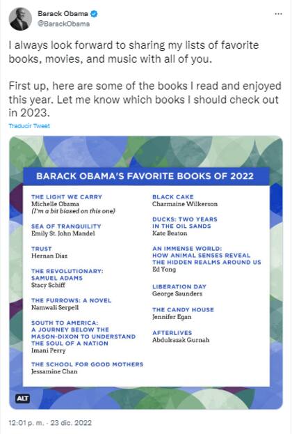 Trust, de Hernán Díaz, figura entre los libros favoritos de Barack Obama durante 2022