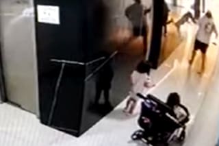 Un hombre le propinó una brutal golpiza a un perro que le ladró a su hija dentro de un edificio