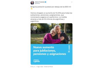 Tuit de Alberto Fernández