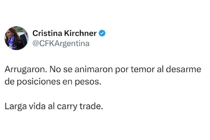 Tuit de Cristina Kirchner