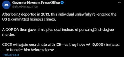 Tuit de la cuenta de prensa del gobernador