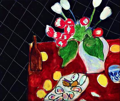 Tulipanes y ostras sobre fondo negro. Henri Matisse, 1943