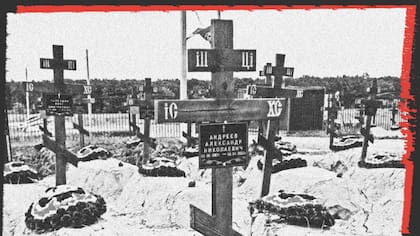 Tumbas militares en el cementerio de Bakinskaya en el sur de Rusia