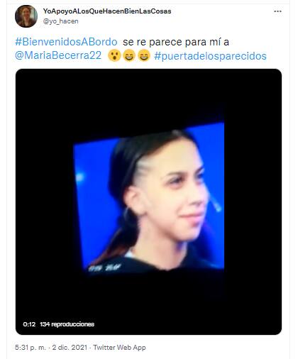 Twitter se emocionó con el parecido de una joven con María Becerra en Bienvenidos a bordo (eltrece) (Crédito: Twitter)