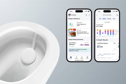 U-Scan es un dispositivo de Withings que se cuelga dentro del inodoro, y permite analizar la composición de la orina, y reportar los resultados a una app del celular