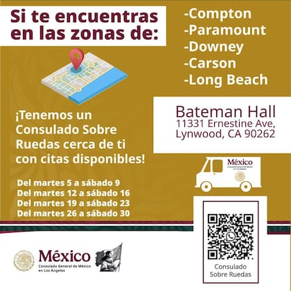 Ubicación del Consulado sobre ruedas (X @ConsulMexLan)