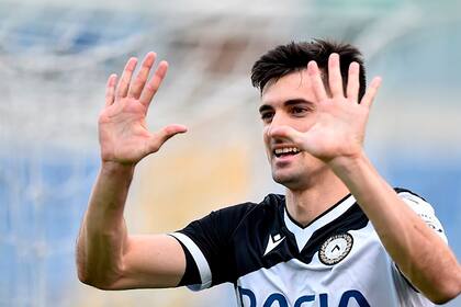 Ignacio Pussetto, en una imagen de 2020, con la camiseta de Udinese
