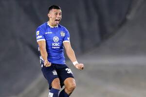 Ulises Ortegoza, de Talleres de Córdoba, festeja el gol que le dio la victoria a su equipo en el estadio Monumental ante River