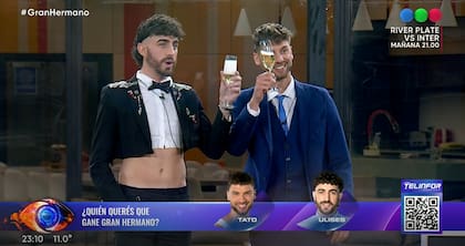Ulises y Tato brindaron con champán tras la salida Luz de la casa (Foto: Captura Gran Hermano 2025)