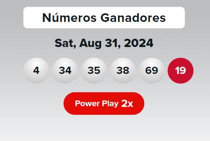 Últimos resultados del Powerball, sábado 31 de agosto.