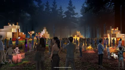 Un adelanto de cómo se verá Moonlight Trail, la experiencia nocturna dedicada a Minecraft en Ciudad Universitaria