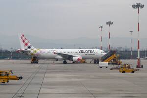 Un Airbus A320 de Volotea en el aeropuerto de Verona, en febrero pasado