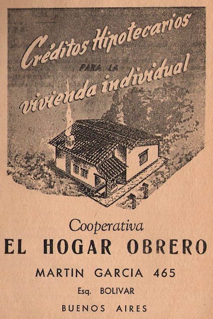 Un antiguo anuncio de la Cooperativa el Hogar Obrero