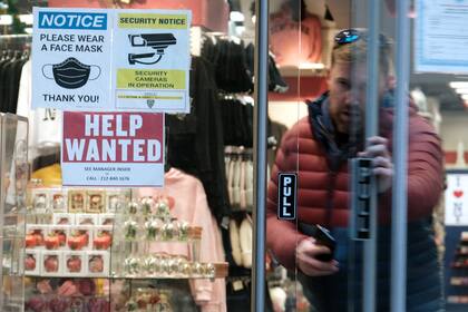 Un anuncio de contratación en Manhattan.   Spencer Platt/Getty Images/AFP 