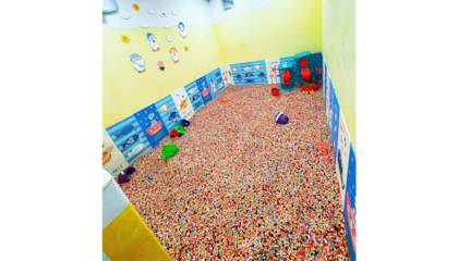 Un arenero de maderas