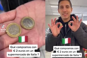 Es argentino y mostró qué se puede comprar con dos monedas en un supermercado de Italia