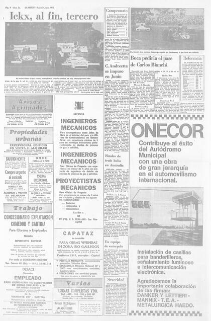 Un artículo de 1972 de La Nacion donde se hace referencia al interés de Boca por Bianchi