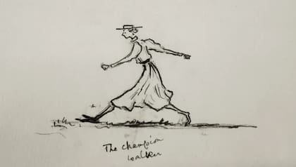 Un autorretrato de Eglantyne Jebb titulado "La Caminante Campeona"