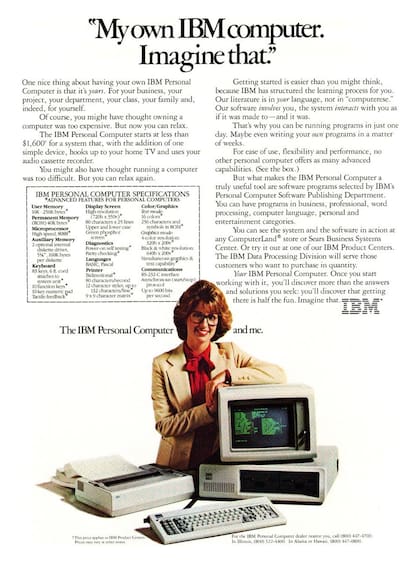 Un aviso para revistas promocionando la PC de IBM en 1981