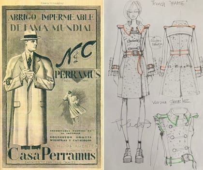 Un aviso publicitario de Perramus de antaño, y un boceto de Mariano Toledo, director creativo de Perramus New Generation