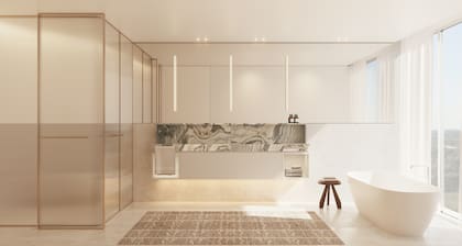 Un baño soñado con vista a la ciudad