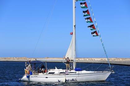 Un barco que forma parte de la Flotilla Global Sumud, en el puerto tunecino de Bizerte, el sábado 13 de septiembre de 2025
