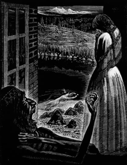 "El cuerpo sin alma", una ilustración realizada para los cuentos "Las mil y una noches argentinas", de Draghi Lucero