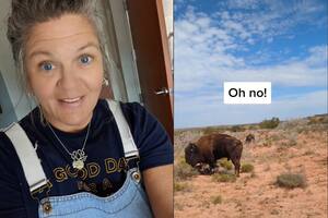 Un bisonte la hirió por la espalda y tuvo que ser trasladada a un hospital en helicoptero