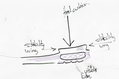 Un boceto de cómo sería el diseño de la zapatilla con la cápsula de aire visible