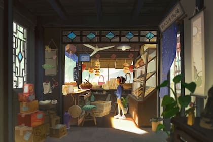 Un boceto de Fei Fei, protagonista de la historia