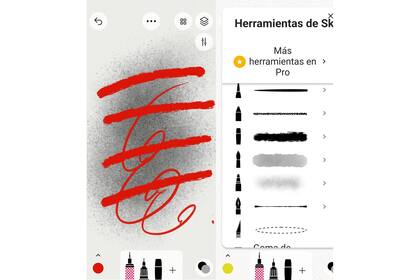 Un boceto rápido y selección de pinceles en Tayasui Sketches