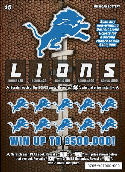 Un boleto de los Detroit Lions resultó ganador (DetroitLions/LoteríadeMichigan)