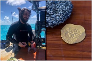 Buceaba en los Cayos de Florida y encontró una moneda de oro de más de 400 años