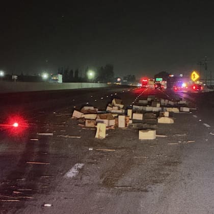 Un camión que transportaba abejas por la carretera volcó y la Patrulla de California tuvo que intervenir rapidamente