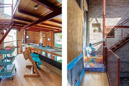 Un caño de calefacción entibia los pies bajo el escritorio y hace de barrera con el vacío.